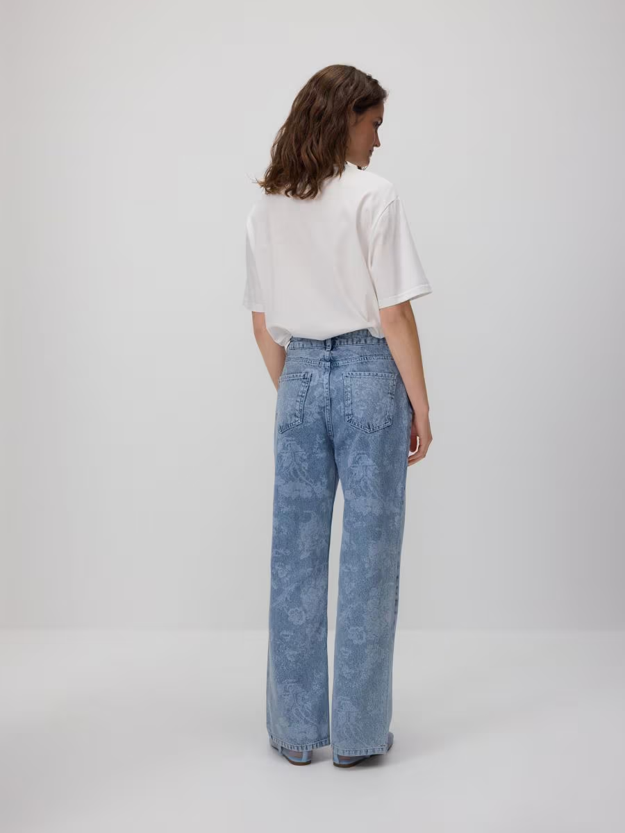 Patterned Straight Jeans