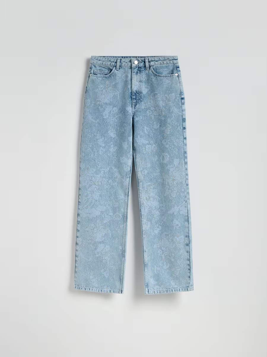 Patterned Straight Jeans